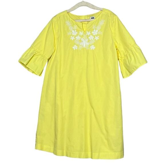 Janie & Jack Girls Yellow Embroidered Ruffle Sleeve 100% Cotton Dress Size 6 - Picture 1 of 6